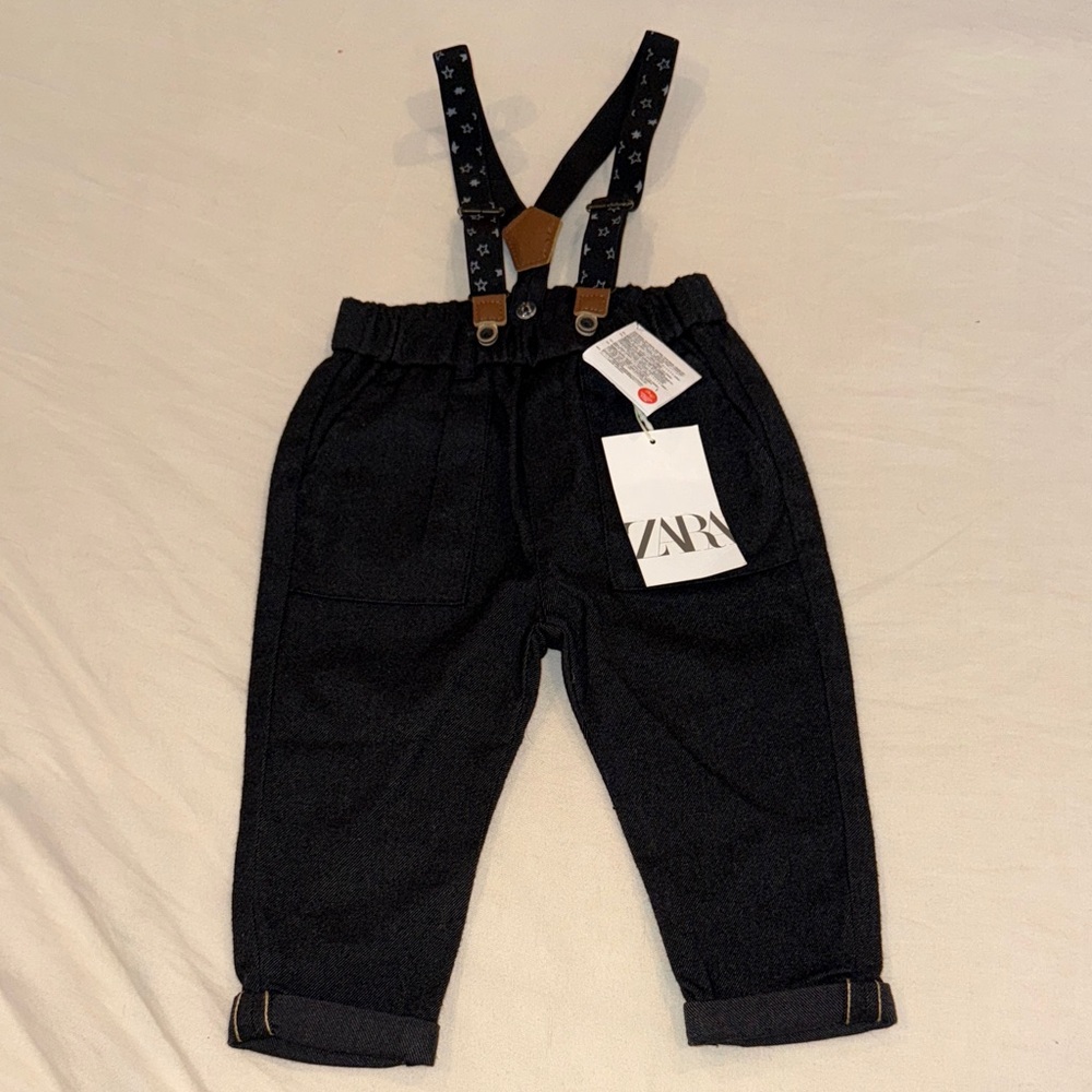 Zara Kids brushed twill Overalls with Adjustable Suspenders NWT